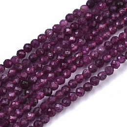 ARRICRAFT Natural Ruby/Red Corundum Beads Strands, Round, Faceted, 2mm, Hole: 0.5mm, about 195~196pcs/strand, 15.35 inches~15.43 inches(39~39.2cm)