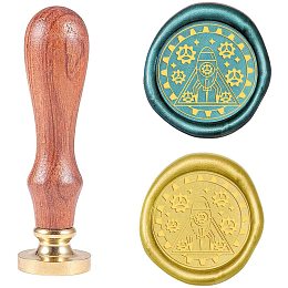 CRASPIRE Wax Seal Stamp Gear Rocket Sealing Wax Vintage 25mm Sealing Stamp Head Wooden Handle for Decorating Wedding Letters Invitations Envelopes Gift Packing