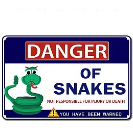 GORGECRAFT Snake Sign Snakes Warning Signs Danger Beware Funny Gifts Metal Tin Decor Wall Decorations with 4 Holes Outdoor Indoor for Home Bar Coffee Kitchen Farm Road Decor 12 x 8 Inches