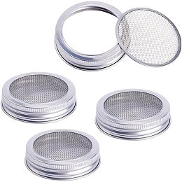 GORGECRAFT 4 Set Sprouting Lids Seed Sprouting Jar Lids Stainless Steel for Wide Mouth Mason Jars Canning Seed Sprouting Alfalfa Salad Sprouts Lid Strainer Screen Seed Flower Organizer Insert Lid Kit