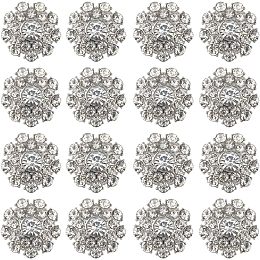 GORGECRAFT 16Pcs Shiny Rhinestone Embellishments Metal Flower Crystal Button Floral Decoration Buttons for Crafts Wedding Party Bouquet Sew On Clothing Bridal Wedding Bouquet Kit Bridal