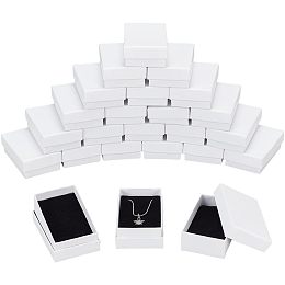 NBEADS 24 Pcs White Cardboard Jewelry Boxes, 3.2x2 Paper Gift Box Cardboard Packaging Box with Sponge Inside for Necklaces Earrings Ring Pendants Bracelet Gift Jewelry Display