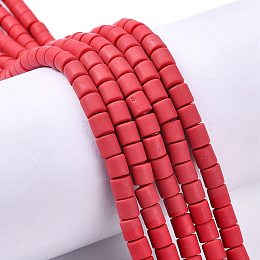 Honeyhandy Polymer Clay Bead Strands, Column, FireBrick, 5~7x6mm, Hole: 1.5~2mm, about 61~69pcs/strand, 15.74 inch