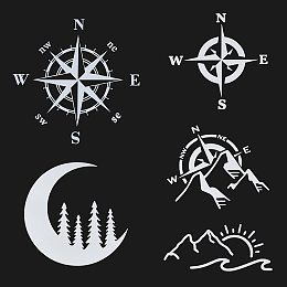 GORGECRAFT 5 Sheets 5 Styles Compass Car Stickers and Decals Adhesive Moon with Trees Sticker Reflective Stickers Waterproof Vinyl Automotive Exterior Decor for Truck Motorcycle Doors Laptop