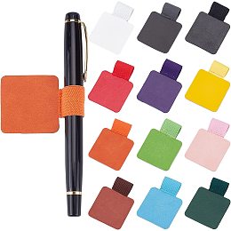 NBEADS 24Pcs 12 Colors Adhesive Pen Loop Holder, Pencil Elastic Loop Imitation Leather Pencil Elastic Band Loop Designed for Notebooks Journals Calendars Planners Tablet Case