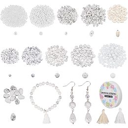 NBEADS Bracelet Making Kit, Including Natural/Synthetic Gemstone Beads Polyester Tassel Pendants Glass Seed Beads Elastic Crystal Thread for Necklace Bracelet Jewelry Making