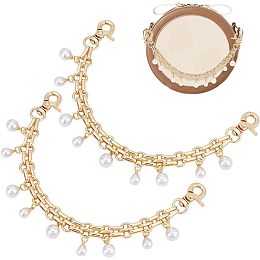 PandaHall Elite Purse Extender, 2pcs 9.8 Inch Decorative Bag Strap Golden Alloy Bag Chain Strap with ABS Pearl Charms Replacement Handle Bag Chain Straps Charms for Women Crossbody Shoulder Bag