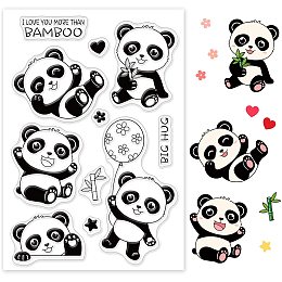 GLOBLELAND Panda Silicone Clear Stamps Animals Transparent Stamps for Birthday Valentine's Day Party Cards Making DIY Scrapbooking Photo Album Decoration Paper Craft