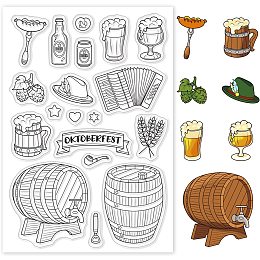 GLOBLELAND Oktoberfest Clear Stamp Beer and Liquor Silicone Clear Stamp Wine and Glass Rubber Stamp for Scrapbook Journal Card Making