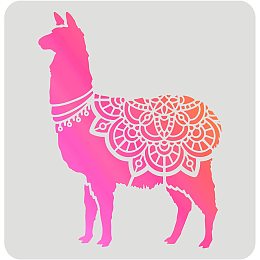 FINGERINSPIRE Alpaca Stencils 11.8x11.8 inch Alpaca and Mandala Pattern Stencils Square Reusable Alpaca Painting Stencil Animal Drawing Stencil for Painting on Wood, Floor, Wall, Fabric