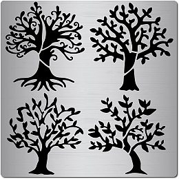 GORGECRAFT 6.3 Inch Tree of Life Metal Stencil Leaves Stencils Stainless Steel Leaf Painting Reusable Templates Journal Tool for Painting on Wood, Wood Burning, Pyrography and Engraving