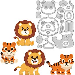 BENECREAT Tiger and Lion Metal Cutting Dies Stencil Template Carbon Steel Embossing Tool Die Cut(3.86x3.11inch) for Card Making Album Paper Scrapbooking DIY Dies Craft