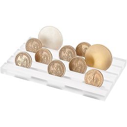 FINGERINSPIRE 4 Rows Clear Acrylic Challenge Coin Display Holder 0.2 inch Groove Commemorative Coins Display Case Military Coin Collection Displays Coin Storage Rack Holds 12-16 Coins