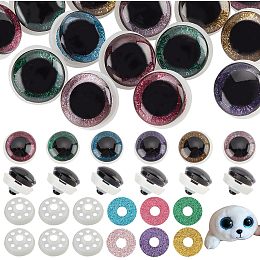 PandaHall Elite 24 Sets Plastic Safety Eyes 6 Colors Stuffed Glitter Animal Eyes 35mm Craft Crochet Eyes for Teddy Bear, Amigurumi Craft, Puppet, Plush Animal Making