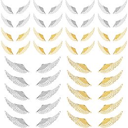 PandaHall Elite 80pcs Wing Charms, Guardian Angel Charms Angel Wings Pendant Feather Charms Lucky Couple Charms for Necklaces Bracelets Jewelry Making Gifts, Platinum & Golden