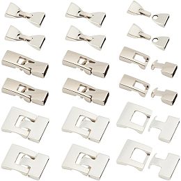 PandaHall Elite 18 Sets Bracelet Buckles Clasps, 3 Styles Leather Cord End Clasp Flat Jewelry Clasps Tibetan Style Alloy Snap Lock Clasps for Men Bracelet Jewelry Making, Antique Silver