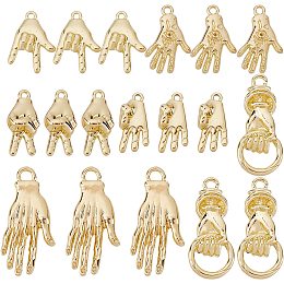 SUNNYCLUE 1 Box 36Pcs 6 Styles Evil Eye Charms Hand Gesture Charm Victory Sign Pendants for Jewelry Making Charms Necklace Earrings Findings Key Chain Supplies Bracelet Accessories 18K Gold Plated