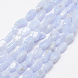 Honeyhandy Natural Blue Lace Agate Beads Strands, Nuggets, 6~8x4~6mm, Hole: 1mm, 15.3 inch(39cm)