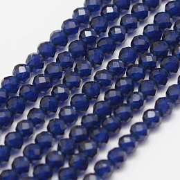 Honeyhandy Synthetic Gemstone Beads Strands, Imitation Sapphire, Faceted, Round, Grade A, 2mm, Hole: 0.5mm, about 148pcs/strand, 15.3 inch(39cm)