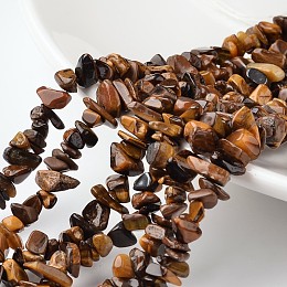 Honeyhandy Nuggets Natural Tiger Eye Bead Strands, 4~6x8~12x2~4mm, Hole: 1mm, about 34.6 inch