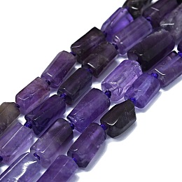 Honeyhandy Natural Amethyst Beads Strands, Nuggets, 6~12x6~7mm, Hole: 0.8mm, about 26~35pcs/strand, 15.55''~16.14''(39.5~41cm)