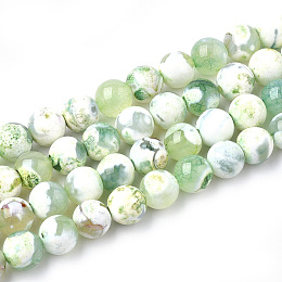 Honeyhandy Natural Fire Crackle Agate Beads Strands, Dyed, Round, Honeydew, 8mm, Hole: 1mm, about 46~48pcs/strand, 14.56 inch~15.15 inch