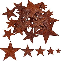 GORGECRAFT 30PCS 5 Sizes Metal Rusty Barn Star 1/1.5/2/ 2.4/3.75 Inch Antique Primitives Rustic Country Tin Steel Stars Mini Hanging Star for DIY Crafts Vintage Farmhouse Home Door Wall Decor