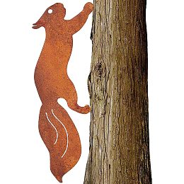 CREATCABIN Metal Rusty Running Squirrel to Screw in Wood Rust Silhouette Squirrel Decor Art Ornament Exquisite Animal Sculpture Tree Stake Decoration for Home Garden Yard Outdoor 11.81 x 3.94inch