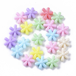 Honeyhandy Opaque Polystyrene(PS) Plastic Beads, Flower, Mixed Color, 14x5.5mm, Hole: 1.5mm, about 1500pcs/500g