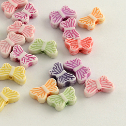 Honeyhandy Craft Style Acrylic Beads, Butterfly, Mixed Color, 8x13x4mm, Hole: 2mm, about 1800pcs/500g