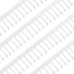 FINGERINSPIRE 3 Yards 1.7inch White Pearl Fringe Tassel Trim, Polyester Ribbons Tassel Trim Applique Fringe with Hanging Pearl Beads for Sewing, Wedding, Bridal Dress, Sash, Belt, Headwear, Curtain