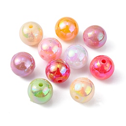 Honeyhandy Eco-Friendly Poly Styrene Acrylic Beads, AB Color Plated, Round, Mixed Color, 12mm, Hole: 1.1mm, about 550pcs/500g