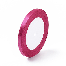 Honeyhandy Single Face Satin Ribbon, Polyester Ribbon, Fuchsia, 1/4 inch(6mm), about 25yards/roll(22.86m/roll), 10rolls/group, 250yards/group(228.6m/group)