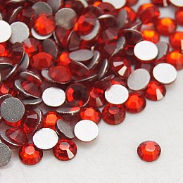 Honeyhandy Glass Flat Back Rhinestone, Grade A, Back Plated, Faceted, Half Round, Light Siam, 4.6~4.8mm, about 1440pcs/bag