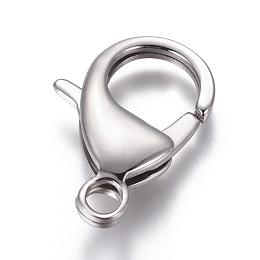 Honeyhandy 304 Stainless Steel Lobster Claw Clasps, Parrot Trigger Clasps, Manual Polishing, Stainless Steel Color, 27x17.8x5.2mm, Hole: 4mm