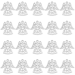 DICOSMETIC 20Pcs Angel Charms Stainless Steel Pendants Small Hollow Fairy Charms Vintage Guardian Angel Pendants Laser Cut Pendants for Jewelry Making and Crafting, Hole: 1.4mm