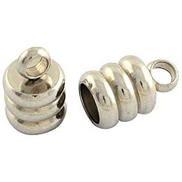 UNICRAFTALE 100pcs 304 Stainless Steel Cord Ends Cord Crimp End Caps Silver Tone 2mm Hole End Cap Terminator for Leather Cord Jewelry Makig 9x6mm