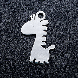 Honeyhandy 201 Stainless Steel Pendants, Stamping Blank Tag Charms, Giraffe, Stainless Steel Color, 15.5x10x1mm, Hole: 1.5mm