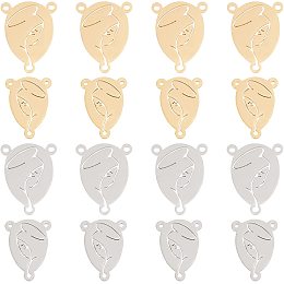 UNICRAFTALE 16 Pcs 2 Colors Oval Links Connectors Human Face Pattern Jewelry Connector Charms 1mm Hole 201 Stainless Steel Three Hole Charms for Earring Bracelet Pendants Jewelry DIY Craft Making