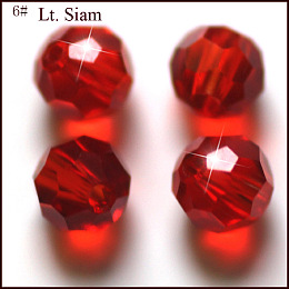 Honeyhandy Imitation Austrian Crystal Beads, Grade AAA, Faceted, Round, Red, 8mm, Hole: 0.9~1.4mm