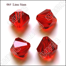 Honeyhandy Imitation Austrian Crystal Beads, Grade AAA, Faceted, Bicone, Red, 4x4mm, Hole: 0.7~0.9mm