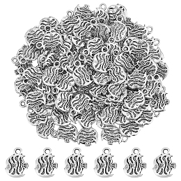DICOSMETIC 100PCS Alloy Fish Charms, Tibetan Style, Lead Free, Antique Silver, 15x11x3.5mm, Hole: 2mm