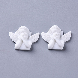 Honeyhandy Resin Cabochons, Cupid/Cherub, White, 30.5x25.5x9mm