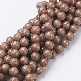 Honeyhandy Natural Mashan Jade Round Beads Strands, Dyed, Camel, 8mm, Hole: 1mm, about 51pcs/strand, 15.7 inch