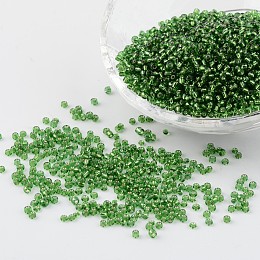 Honeyhandy 12/0 Glass Seed Beads, Silver Lined Round Hole, Round,Lime Green, 2mm, Hole: 1mm, about 3306pcs/50g