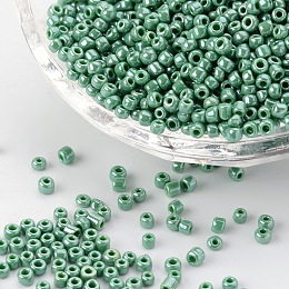 Honeyhandy DIY Craft Beads 12/0 Opaque Colors Lustered Round Glass Seed Beads, Medium Sea Green, Size: about 2mm in diameter, hole:1mm, about 3304pcs/50g