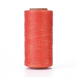 Honeyhandy Waxed Polyester Cord, Micro Macrame Cord, Waxed Sewing Thread, Flat, Orange Red, 0.8mm, about 284.33 yards(260m)/roll