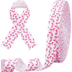 PandaHall Elite Pink Ribbon, 10 Yards Grosgrain Ribbon Fundraising Lapel Ribbon Women Caring Ribbon for Breast Cancer Awareness Gifts Wrapping Party Decoration, 5/8 inch Wide
