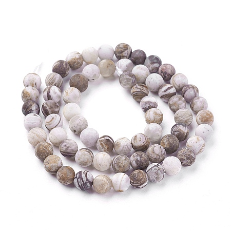 Arricraft Natural America Petrified Wood Beads Strands, Frosted, Round, 6mm, Hole: 1mm, about 60~68pcs/strand, 15  inches~15.27 inches(38.2~38.8cm)
