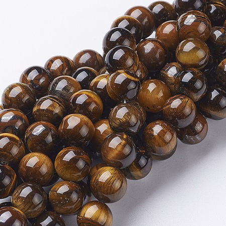 ARRICRAFT Gemstone Strands, Tiger Eye, about 10mm in diameter, hole: 1mm, 39pcs/strand, 15.5 inches